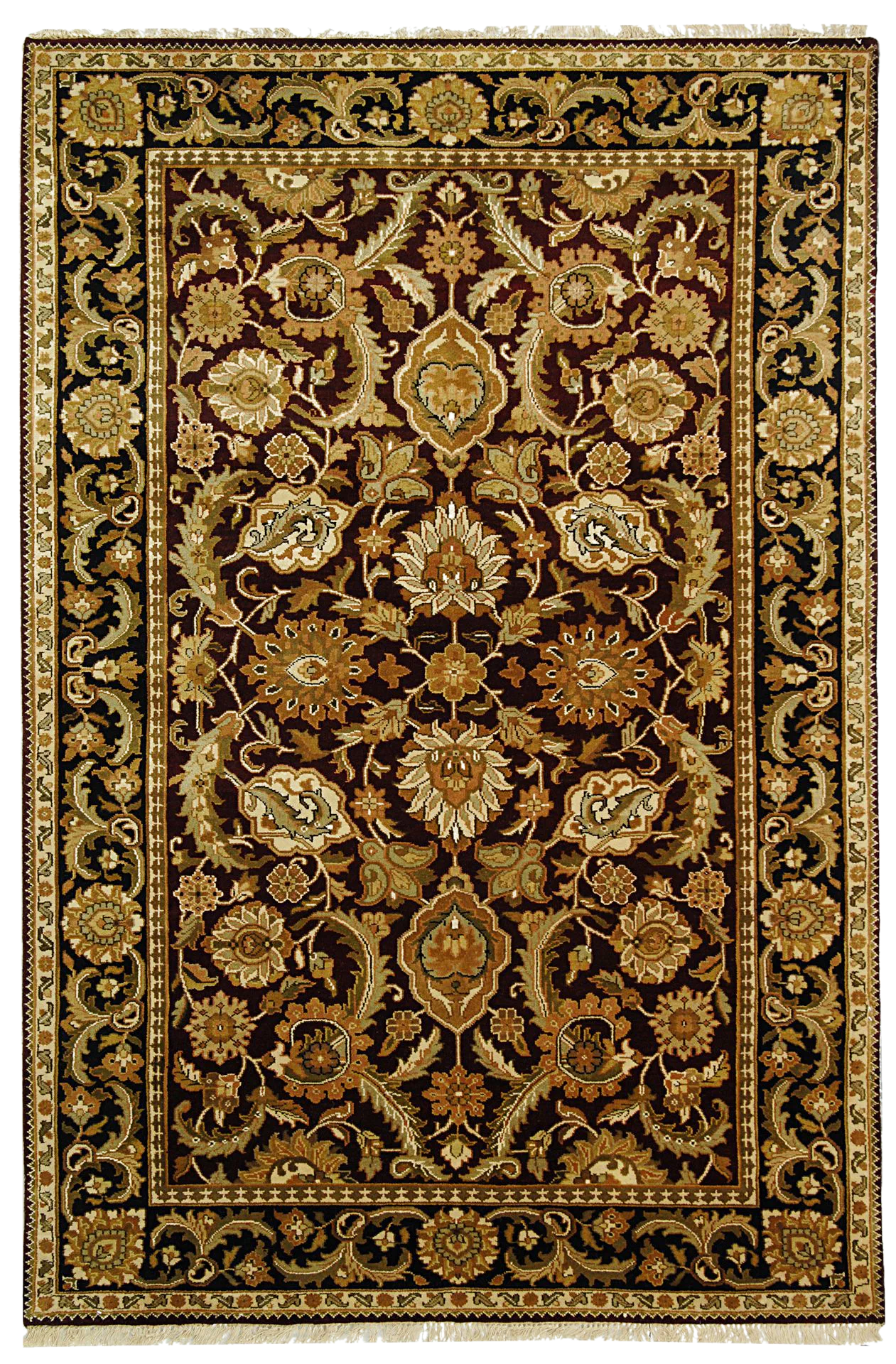 Dynasty Persian Palmette Bordered Hand-Knotted Wool Rug