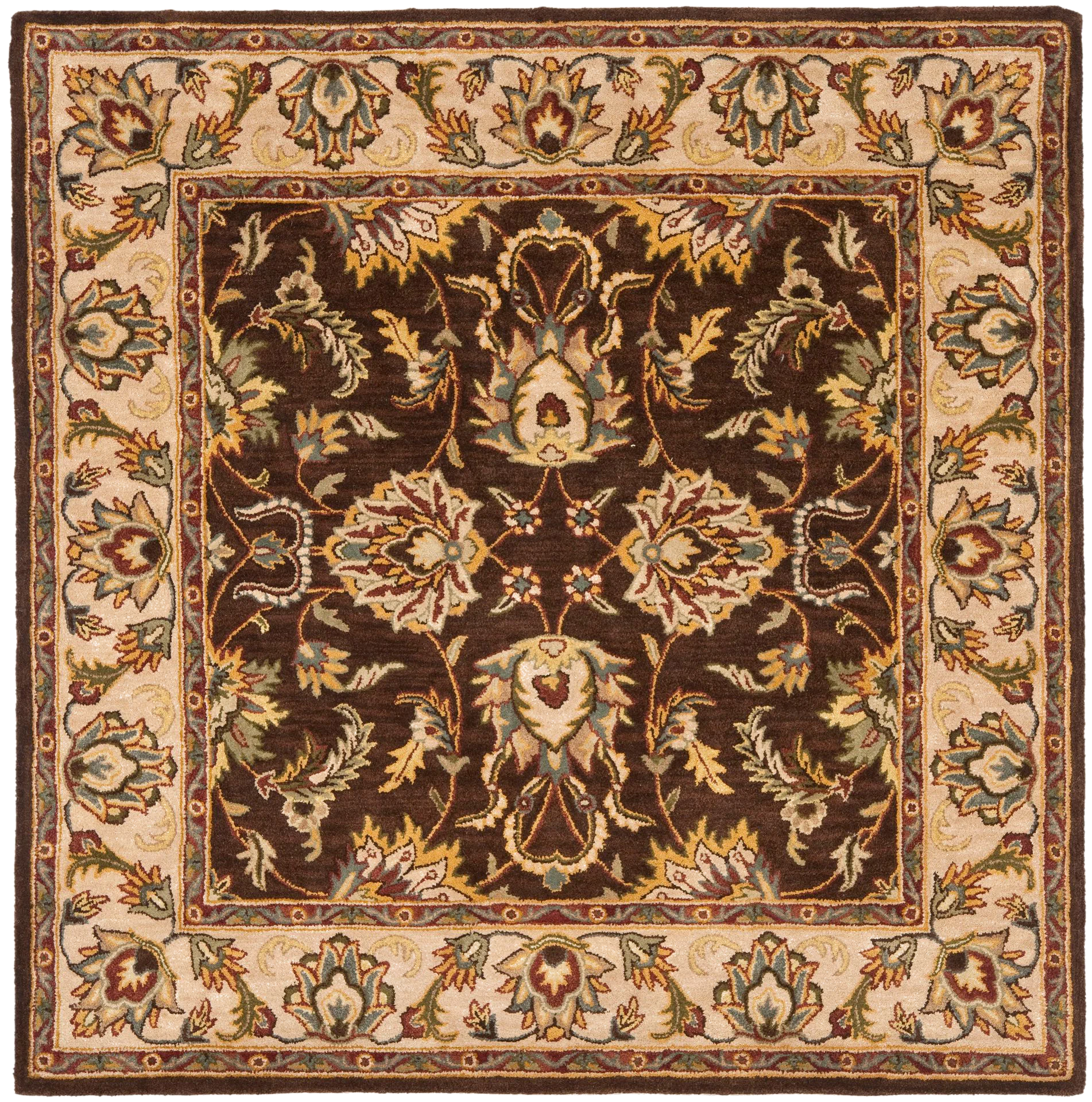 Heritage Lotus Bordered Hand-Tufted Wool Rug