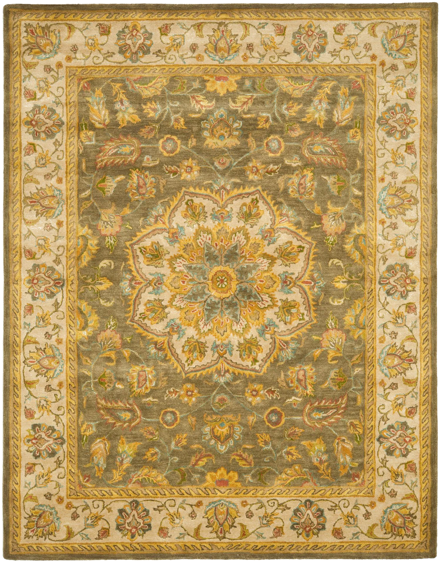 Heritage Rosette Medallion Hand-Tufted Wool Rug