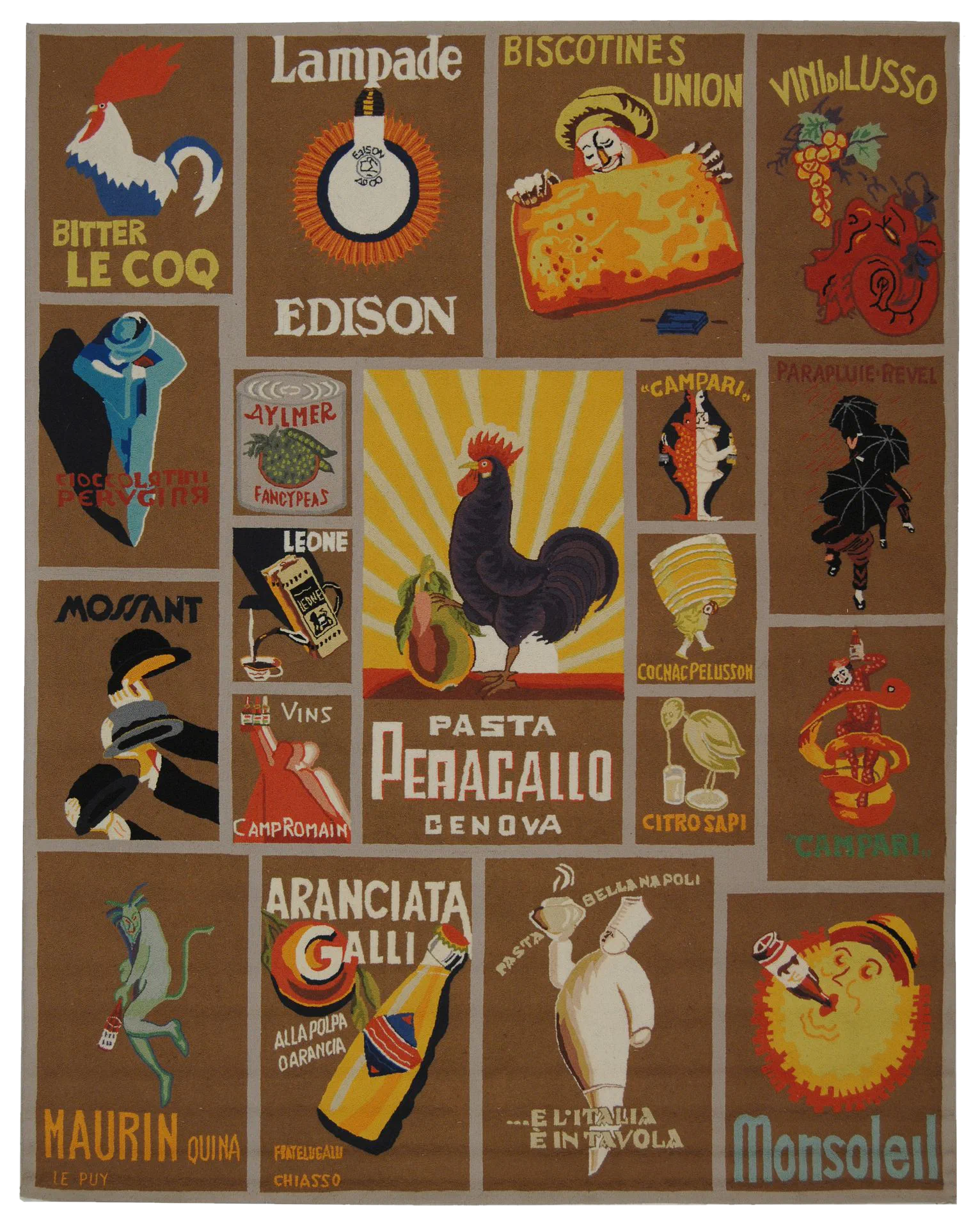 Chelsea Vintage Poster Hand-Hooked Wool Rug