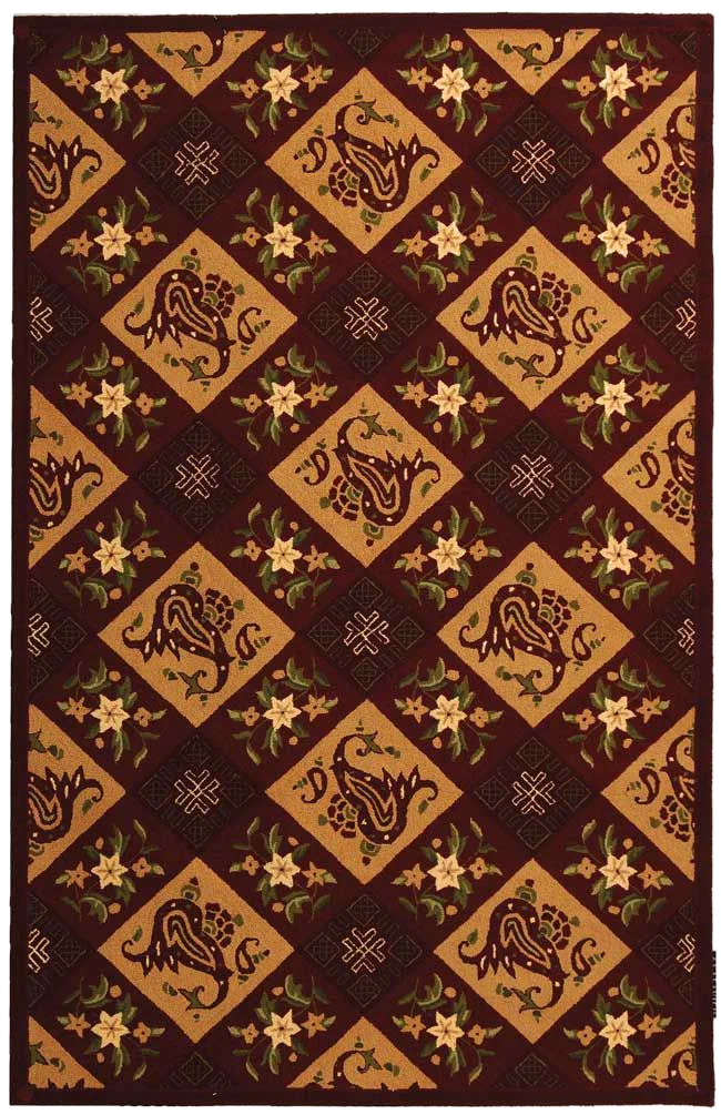 Chelsea Block Floral Hand-Hooked Wool Rug