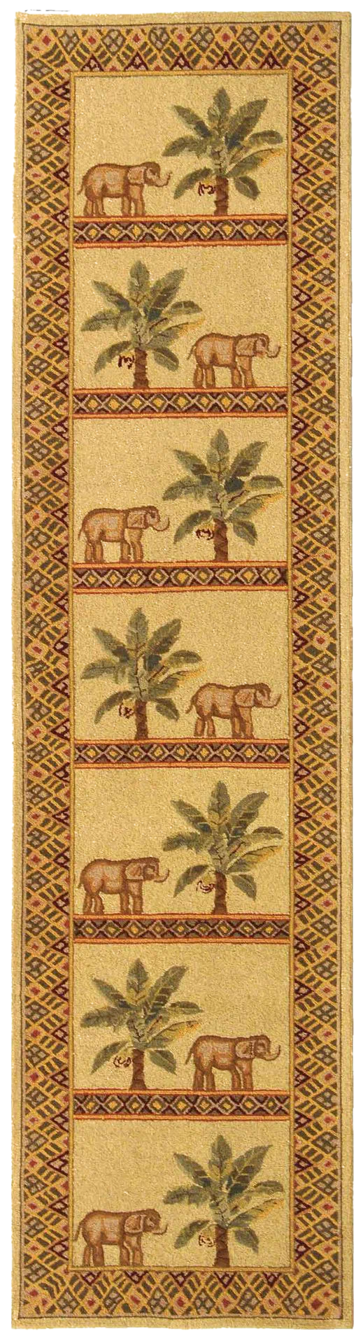 Chelsea Safari Elephant Palm Hand-Hooked Wool Rug