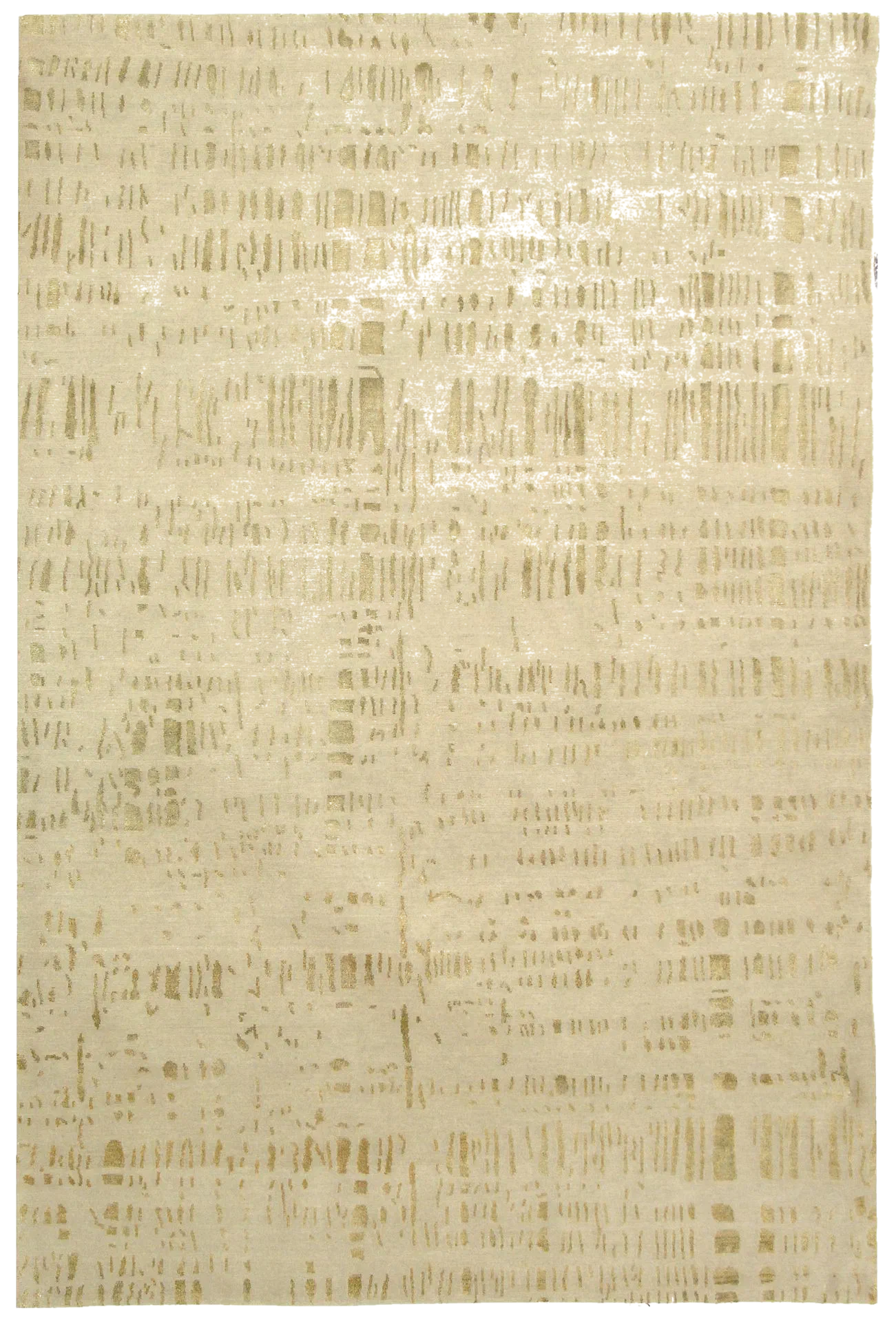 Nepalese Glam Abstract Dash Hand-Knotted Rug in Beige