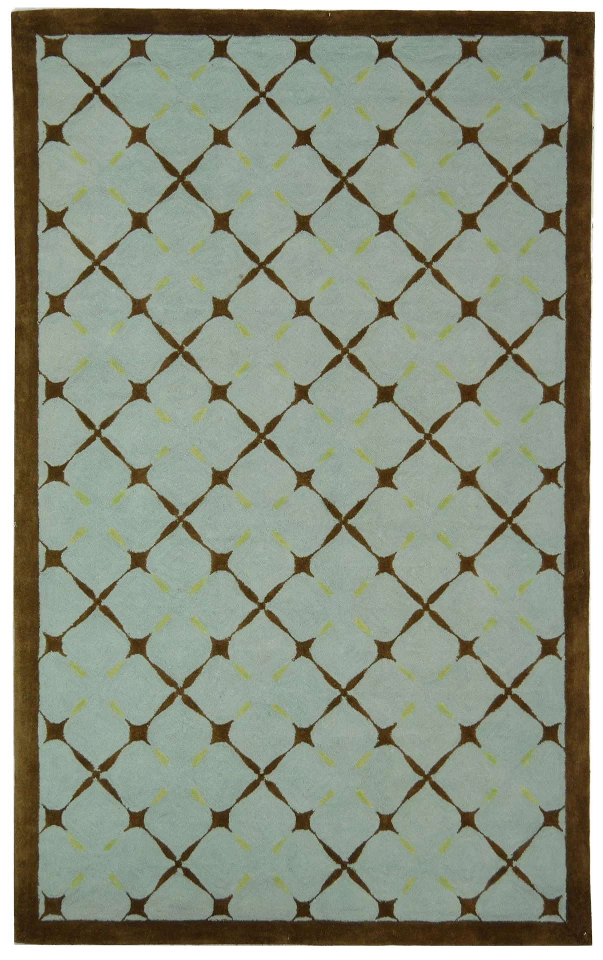 Newport Bordered Lattice Hand-Hooked Cotton Rug