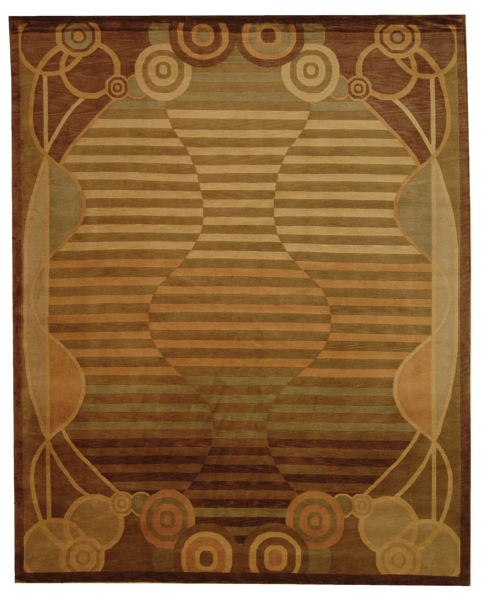 Tibetan Deco Hourglass Hand-Knotted Wool Rug